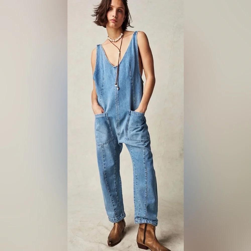 Free People High Roller Jumpsuit Sz M One Piece Overalls - Picture 1 of 6